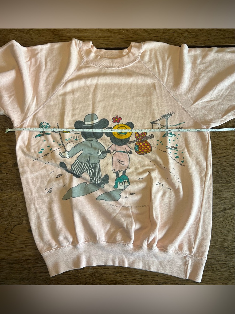 Vintage Michel Bachoz Paris Disney Mickey Minnie Pink Sweatshirt Made France L - Picture 4 of 7